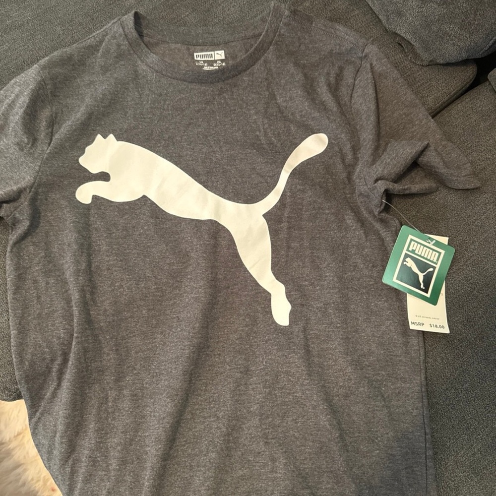 Puma Charcoal Tee with White Cat Logo